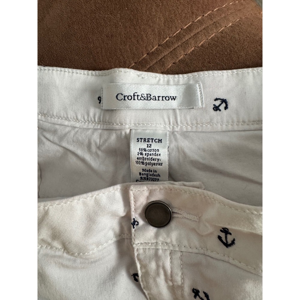 Croft & Barrow Women's White Anchor Embroidered Skort Nautical Mini Skirt Sz 12 - Picture 3 of 8